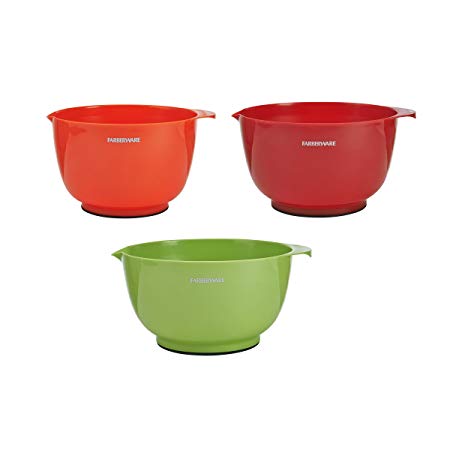 Farberware 5216128 Professional Plastic Mixing Bowls, Set of 3, Assorted