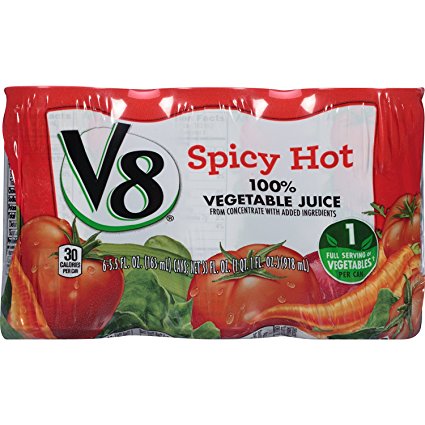 V8 100% Vegetable Juice, Spicy Hot, 5.5 Ounce, 6 Count (Packaging May Vary)
