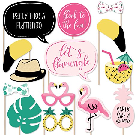 Flamingo - Party Like a Pineapple - Photo Booth Props Kit - 20 Count