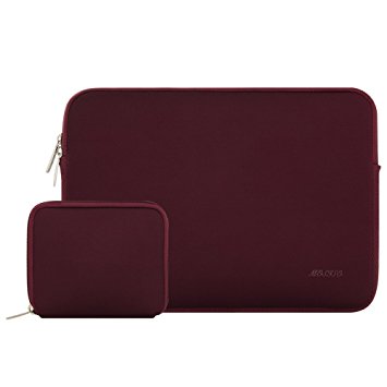 Mosiso Water Repellent Lycra Sleeve Bag Cover for 15-15.6 Inch MacBook Pro, Notebook Computer with Small Case, Wine Red