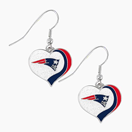 NFL New England Patriots Glitter Heart Earring Swirl Charm Set