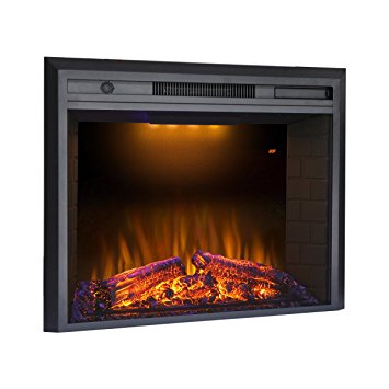 Valuxhome Houselux 36" 750W/1500W, Electric Fireplace Insert with Log Speaker, Remote Control, Black
