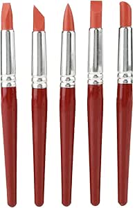 5Pcs Red Large-Sized Rubber Tip Paints Silicon Brushes Sculpture Pottery Clay Shaping Carving Tool