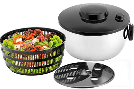 Seacoo Stainless Steel Salad Spinner,Large Bowl,Applies Vegetable,Fruits and Lettuce.Dishwasher Safe