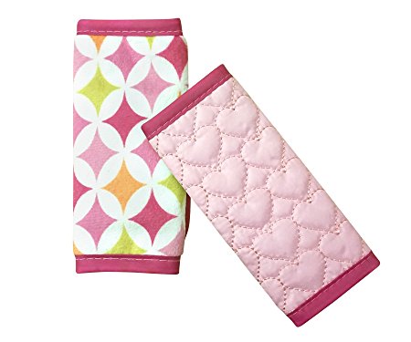 Nuby Quilted Strap Covers, Pink, Reversible, Infant Car Seat Strap Covers, Baby Seat Belt Covers, Stroller Accessories, Head Support, Shoulder Pads