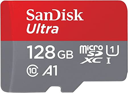 SanDisk 128GB Ultra microSDXC UHS-I Memory Card with Adapter - Up to 140MB/s, C10, U1, Full HD, A1, MicroSD Card - SDSQUAB-128G-GN6MA