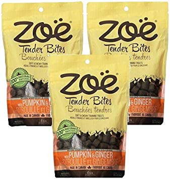 Zoe 3 Pack of Pumpkin and Ginger Tender Bites, 5.3 Ounces each, Soft and Chewy Grain-Free Dog Training Treats