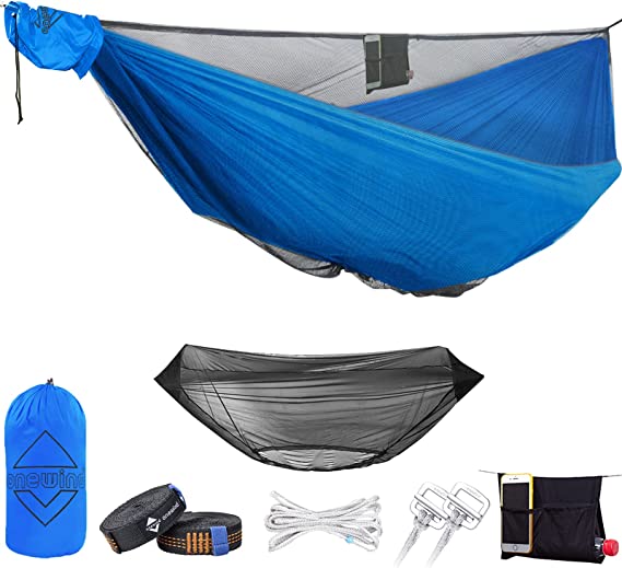 onewind Camping Hammock with Mosquito Bug Net Long Tree Straps Ridgeline Chill Out Portable Hammock