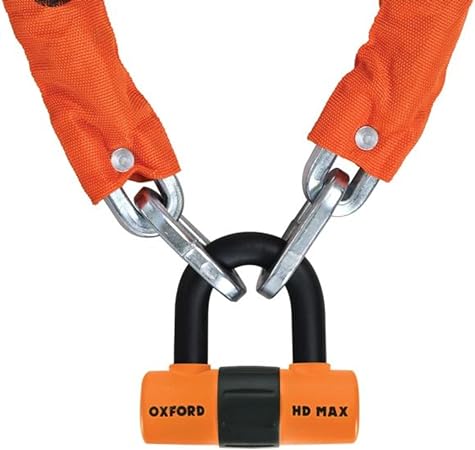 Oxford LK145 Motorcycle Motorbike HD Chain Lock Hardened Steel Shackle 1.5m Orange