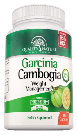 95 HCA Pure Garcinia Cambogia Extract - Extra Strength - Natural Weight Loss Supplements - Carb Blocker and Appetite Suppressant - All Natural Diet Pills for Women and Men - 60 Veggie Capsules - Premium Quality Ingredients Guarantee By Quality Nature