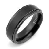 6mm Noble Black Brush Matte Finish Titanium Wedding Rings with Step Edges Comfort Fit Bands for Women Men Promise Engagement Rings for Couples Holiday Birthday Gift for Boyfriend Girlfriend