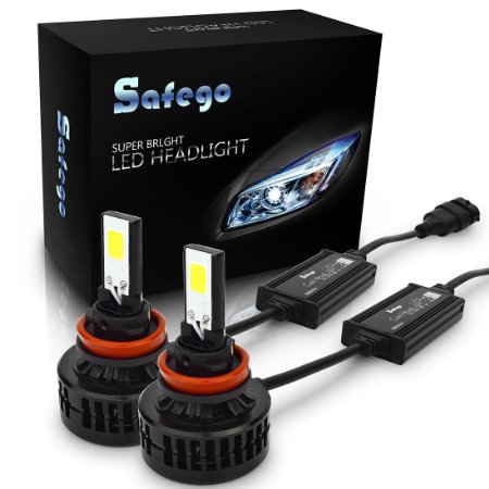 Safego 66w 6000lm H8 H9 H11 LED Headlight Bulbs COB Chip Auto LED Car Headlight Kit Conversion Kit 12v Replace for Halogen or HID Xenon Kit Bulbs (C2-H11/H8/H9)