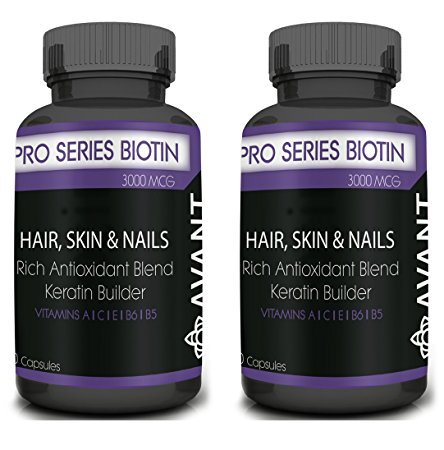 Pro Series Biotin (3,000 mcg) Premium Anti-Oxidant Vitamins | Promote Hair and Nail Growth/Regrowth, Healthy Skin; Prevent Hair Loss, Wrinkles and Weak Nails | Men & Women | 100% Natural USA 30ct