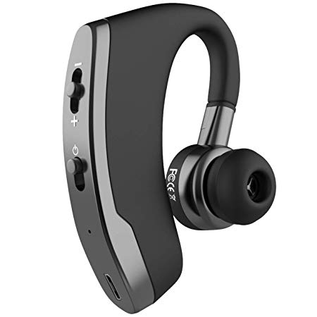 Bluetooth Headset, Wireless Earpiece Business Bluetooth Headphone Earphone Mic Driving Running Workout Gym Smartphone (Black)