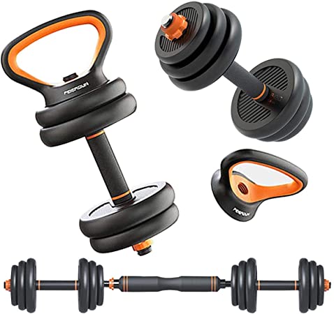 FEIERDUN Free Dumbbells Weights Set Adjustable Barbell Fitness Kettlebells Push Up Stand