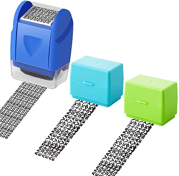 3pcs Identity Protection Roller Stamps (Data Defender)Identity Theft Prevention Roller Stamp - Perfect for Privacy Protection,Confidential Data,Address Blocker (Lightweigh,Portable, Reusable)