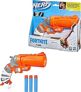 Nerf Fortnite Flare Dart Blaster, Break-Open Dart Loading, 3 Nerf AccuStrike Mega Darts, Pull-Down Priming Handle