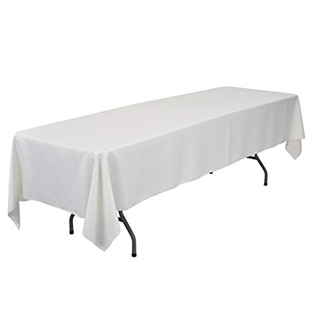 VEEYOO Rectangular Tablecloth 60 x 126 inch - Solid Polyester Table Cover for Wedding Restaurant Party Banquet, Ivory Table Cloth