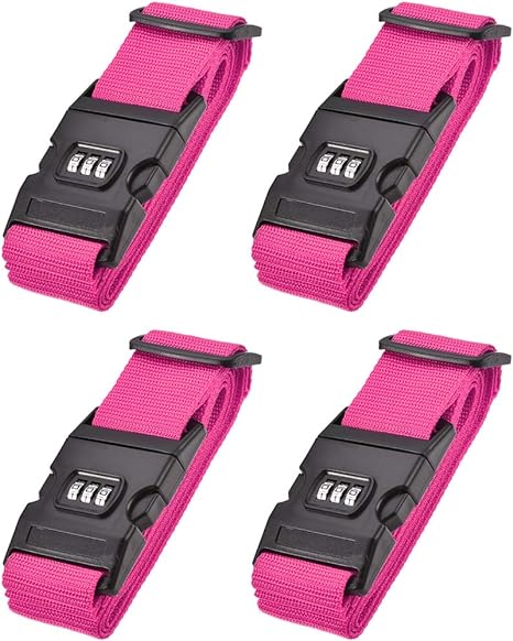 uxcell Luggage Straps Suitcase Belts with Buckle, Combination Lock, Adjustable Travel Packing Accessories