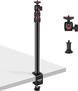 NEEWER 2PCS Support de Table Extensible,Tête Sphérique 1/4", 17"à 40" Trépied de lampe Réglable, Adaptateur 1/4" et Pince C pour Caméra DSLR, Anneau Lumineux, Flux Direct, Vlog, Charge Max. 6,6lb/3kg