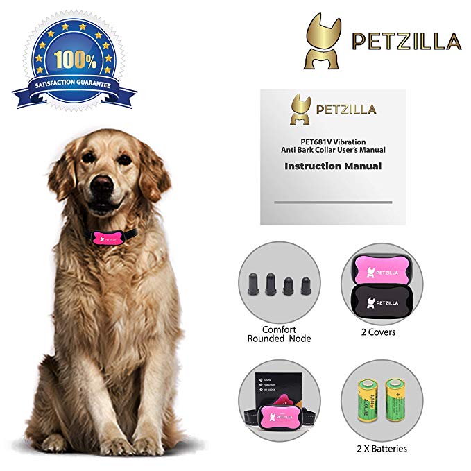 Petzilla Anti Bark Collar No Bark Collar No Shock No Spray Bark Control Safe & Humane Anti Bark Collar | Sound & Vibration Barking Control Device
