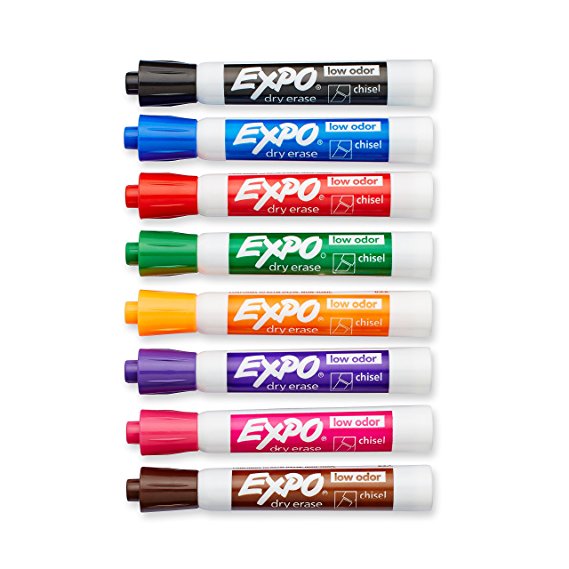 Expo Low-Odor Dry Erase Set, Chisel Tip, 8-Piece, Assorted Colors (80078)
