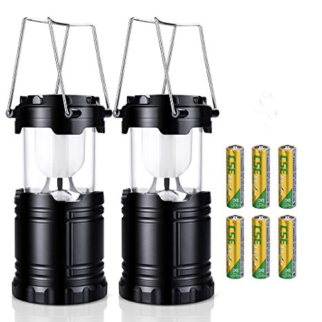 Pictek Camping Lantern, 2 Packs LED Lantern, Portable Super Bright Outdoor Collapsible Camp Lightweight Flashlights with 6 Long Batteries for Camping Hiking, Emergency Events