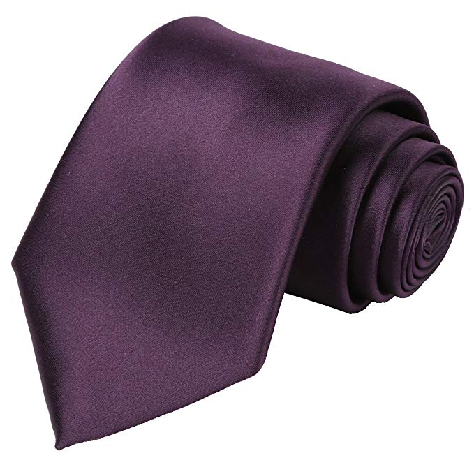 KissTies Solid Satin Tie Pure Color Necktie Mens Ties   Gift Box