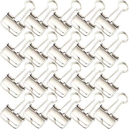 Olpchee 20 Pcs Metal Long Tail Clip Office Supplies Simple Lovely Hollow Wire Binder Clips (Small, Silver)