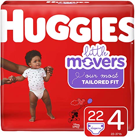 Huggies Little Movers Diapers Size 4 (22-37 lb.), 22 Ct, Jumbo Pack (Packaging May Vary)