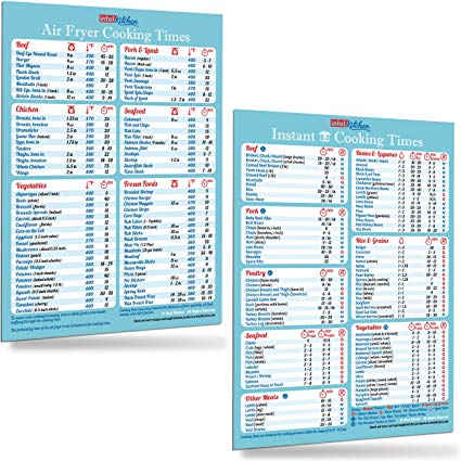 Perfect Accessories for Instant Pot (100 Foods) and Air Fryer (76 Foods) Cooking Times Magnets 8"x11" Big Magnet Big Text Easy To Read Accurate Cookbook Recipes Reference Cheat Sheet Chart Great Gifts