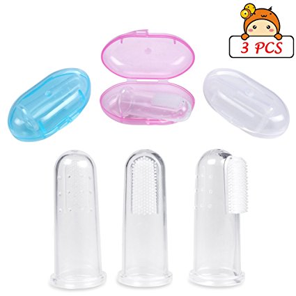 Soft Safe Baby Toothbrush Kids Silicone Finger Toothbrush Gum Brush Clear Massage Pack Of 3