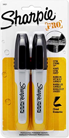 Sharpie 34821PP Professional Chisel Tip Permanent Marker, Black, 2-Pack