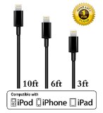 Certified ScableTM 3 Pack 8 Pin Lightning to USB Sync and Charging Cable Connector for iPhone 6 6 Plus iPhone 5s 5 5c iPod Touch 5th Nano 7th and iPad 4 Air Air 2 Mini with Authentication Chip Ensures Fast Charging and No Annoying Error Messages Black