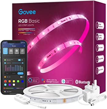 Govee 32.8ft Smart LED Light Strips, WiFi LED Lights Work with Alexa and Google Assistant, Bright 5050 Color Changing LEDs with App Control, Music Sync Strip Lights for Christmas Decor, Bedroom, Party