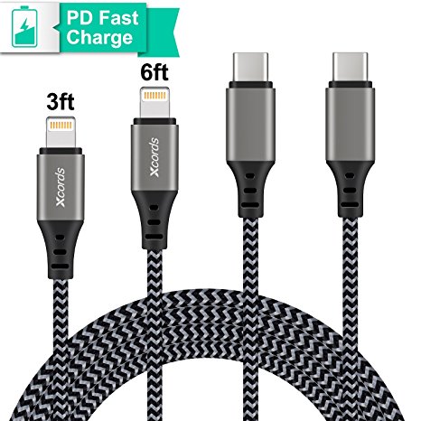 USB C to Lightning Cable Xcords iPhone Charger 3FT 6FT Type C to Lightning Cable PD Fast Charging and Syncing Cord Compatible with Mac iPhone X 8 8Plus 7 7 plus 6 6s Plus SE 5 iPad Mini Air Pro-Black