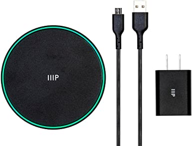 Monoprice Wireless Charger, Qi-Certified 15W Fast Charging Pad with QC3.0 AC Adapter for iPhone 12/12 Pro/11/11 Pro/XR/XS/X/8/8 /Airpods, Galaxy S21/S20/Note 10/Note 10 /S10/S10 /S9/S8