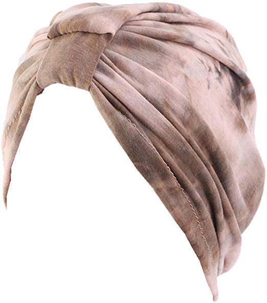 DuoZan Tie-Dyeing Lycra Modal Pleated Turbans Bandhnu Chemo Caps Cotton Bonnet Bandana