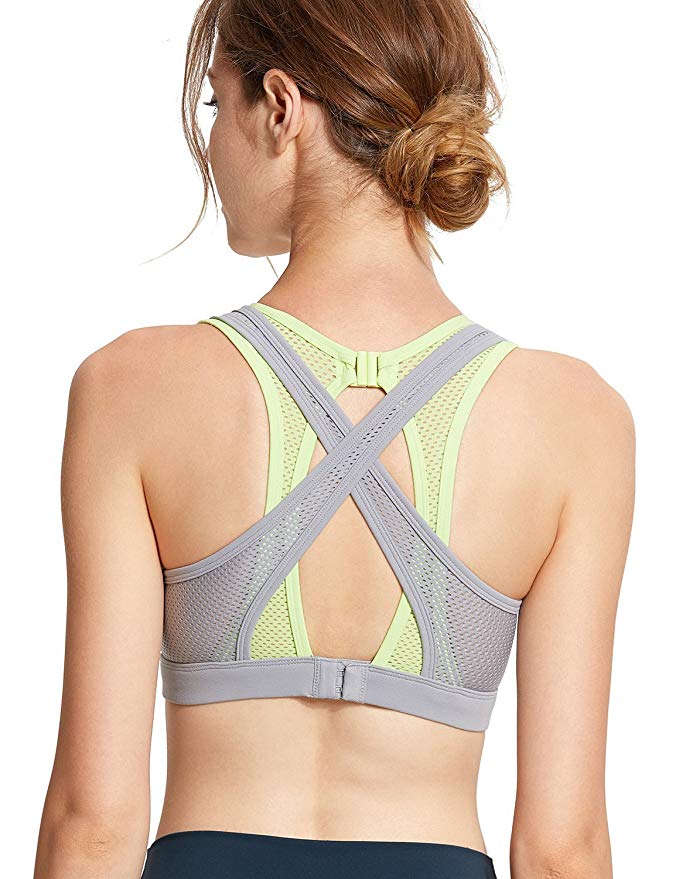 CRZ YOGA Women's Active X-Back Soft Yoga Bra Sports Bra with Removable Cups