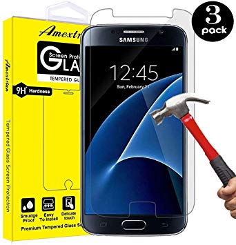 Amextrian [3Pack] for Samsung Galaxy S7 Screen Protector Tempered Glass HD Clarity Touch Accurate [9H Hardness] with Lifetime Replacement Warranty