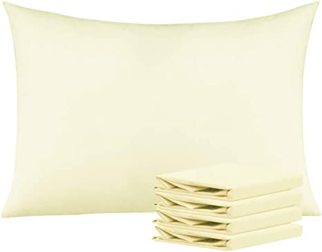 NTBAY Queen Pillowcases Set of 4, 100% Brushed Microfiber, Soft and Cozy, Wrinkle, Fade, Stain Resistant with Envelope Closure, 20"x 30", Ivory