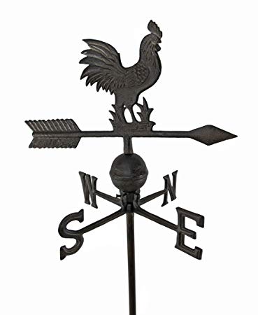 Things2Die4 Antiqued Finish Cast Iron Rooster Weathervane Garden Stake