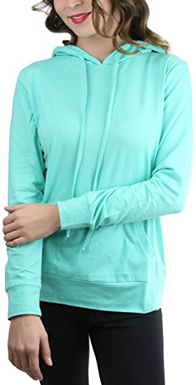 ToBeInStyle Women's Thin Fabric Long Sleeve Drawstring Hooded Sweatshirt