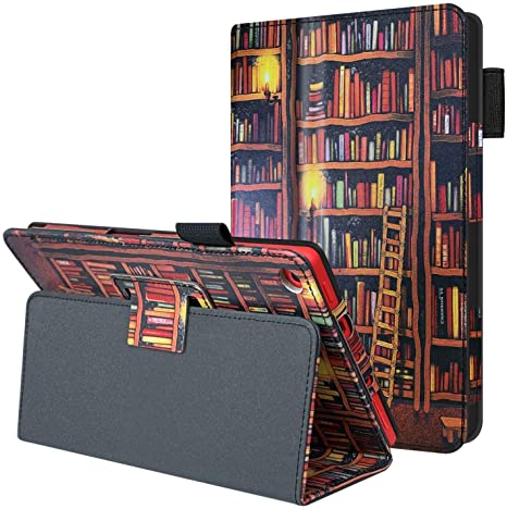 Huasiru Painting Case for Fire HD 8 Tablet (7th/8th Gen, 2017/2018 Released) with Auto Sleep/Wake, Library