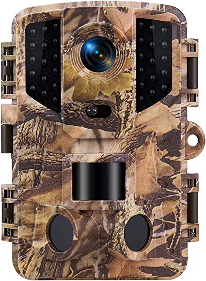TOMSHOO Trail Camera 16MP 1080P Hunting Camera Waterproof with 3 PIR Sensors and 0.2s Trigger Time for Outdoor Nature, Garden and Home Security Surveillance
