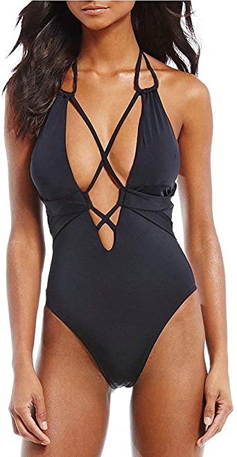 AdoreShe Women's Sex One Piece Strappy Monokini V-Plunge Cutout Swimsuit Backless Cutout Bathing Suit