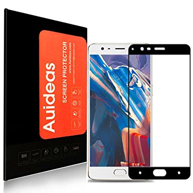 OnePlus 3 / OnePlus 3T Screen Protector, Auideas Tempered Glass Full coverage [Case Friendly][3D Curved Protection]HD Clear Tempered Glass Screen protector For OnePlus 3 / OnePlus 3T - black