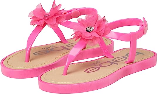 bebe Girls' Thong Sandals with Chiffon Flowers (Toddler/Little Kid
