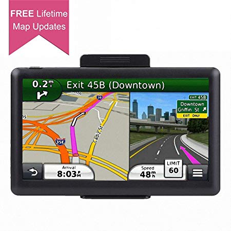 Car GPS, 7 inch Portable 8GB Navigation System for Cars, Lifetime Map Updates, Real Voice Turn-to-Turn Alert Vehicle GPS Sat-Nav Navigator