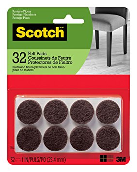 Scotch Felt Pads, Round, Brown, 1-Inch Diameter, 32 Pads/Pack (SP822-NA)